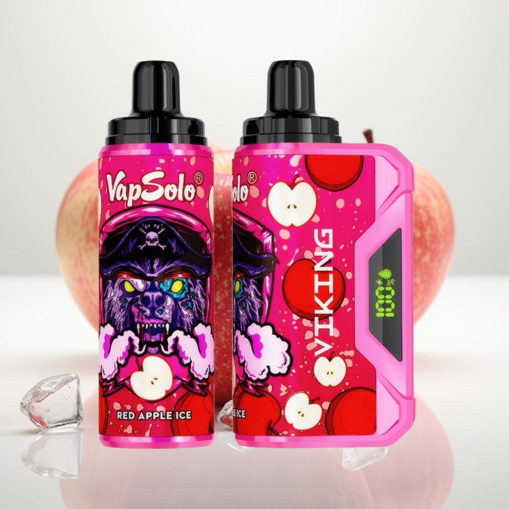 VapSolo VIKING 12000 Puffs Manzana Roja Hielo Vape Desechable con Pantalla LED y Tipo-C