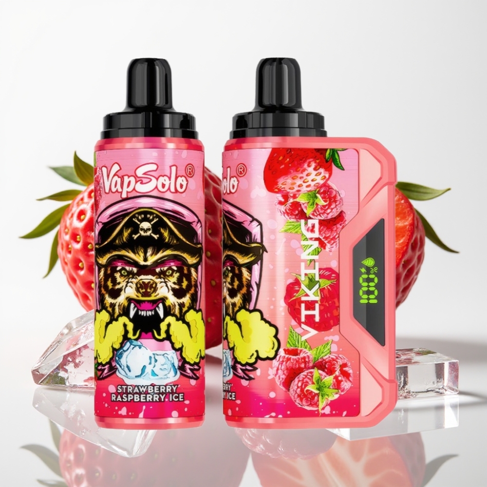 VapSolo VIKING 12000 Puffs Vape Desechable Fresa Frambuesa Hielo