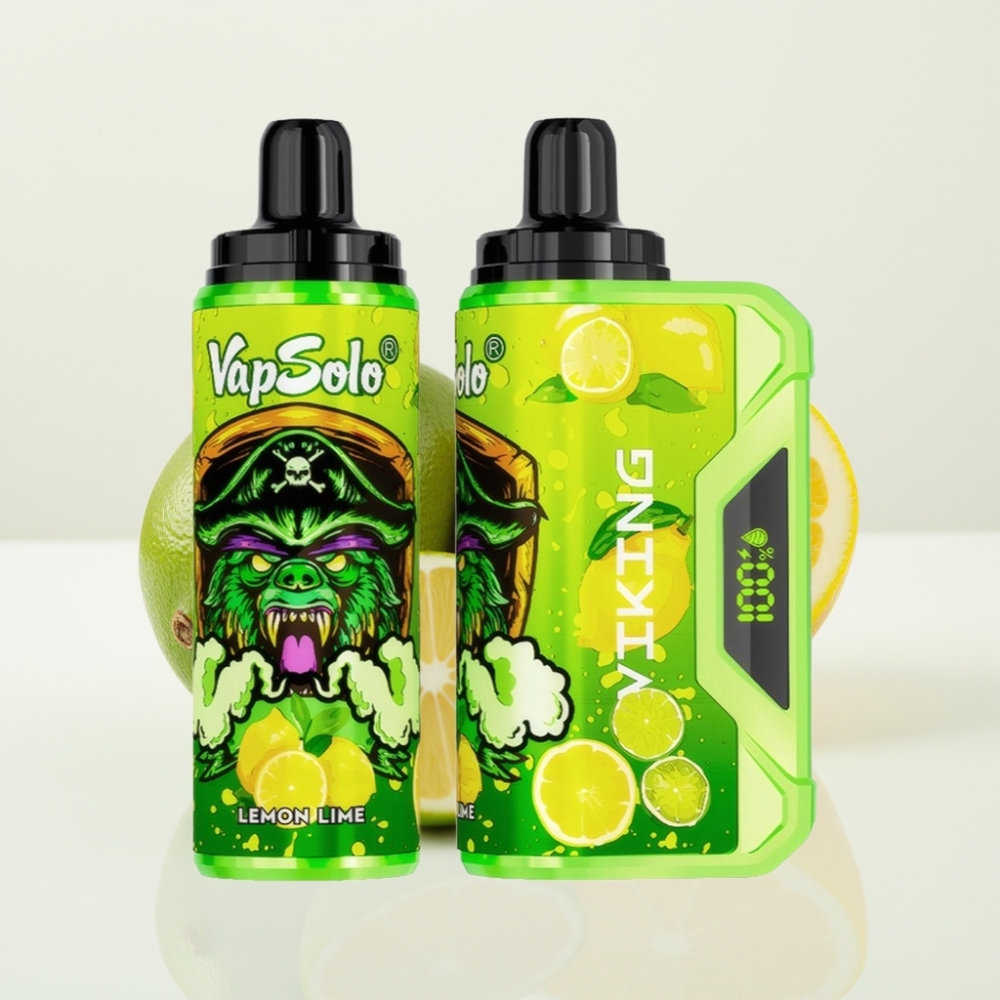 VapSolo VIKING 12000 Puffs Vape Desechable Lima Limón con Pantalla LED y Tipo-C